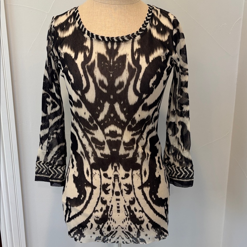 FUZZI Black and Cream Women's TOP